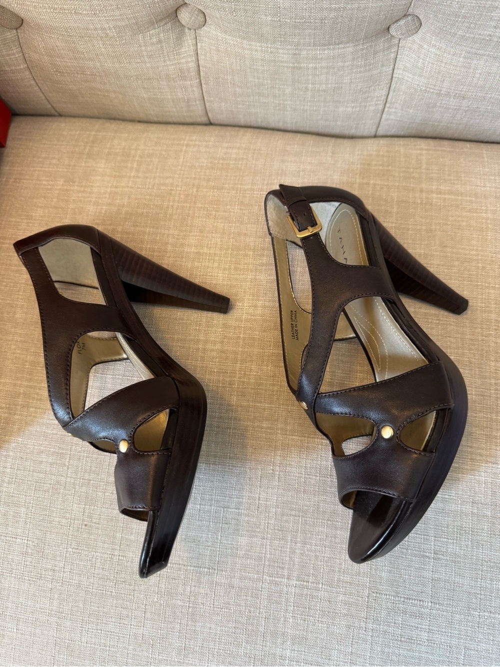 Women’s Tahari Dark Brown Leather High Heel Sandals